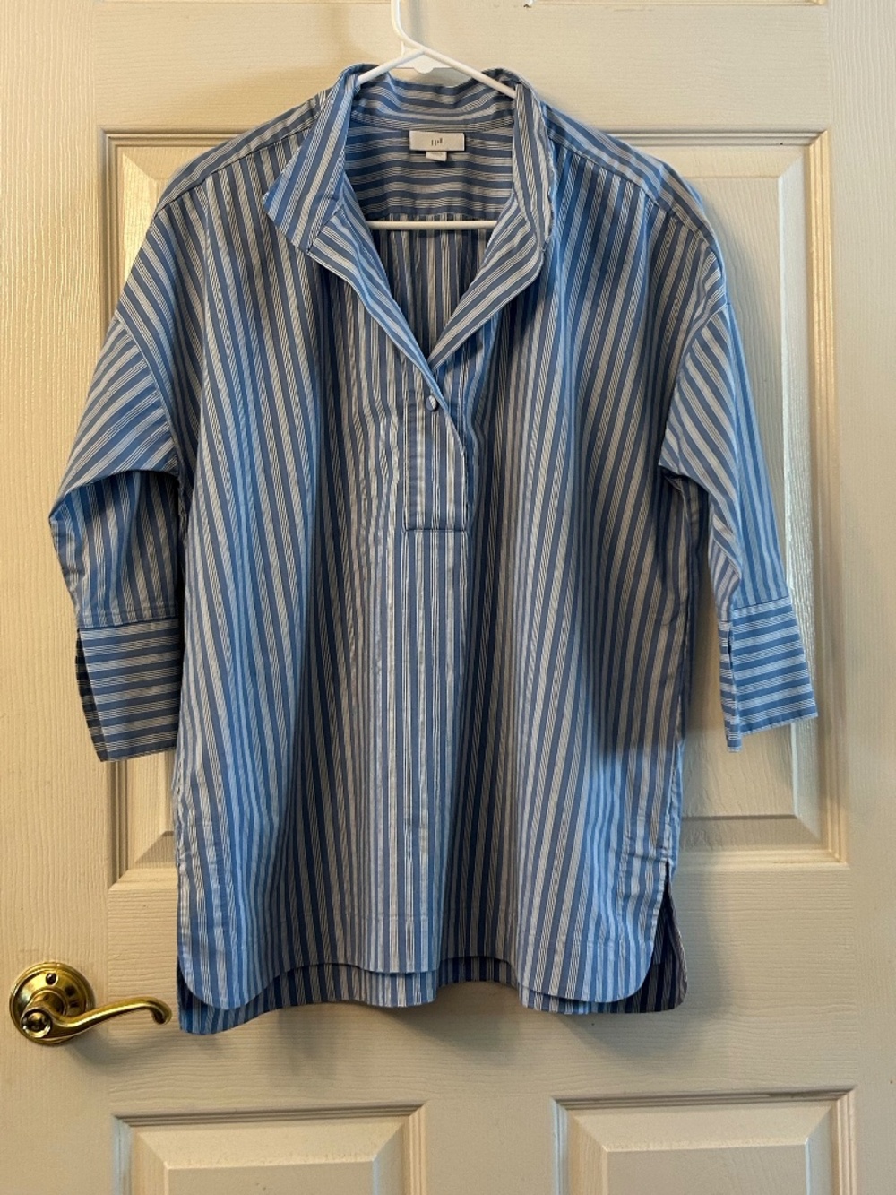 J. Jill Blue and White Striped Popover Tunic